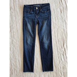 *Flaw* American Eagle Outfitters Womens Mid Rise Skinny‎ Jeans Frayed Hem Sz 0
